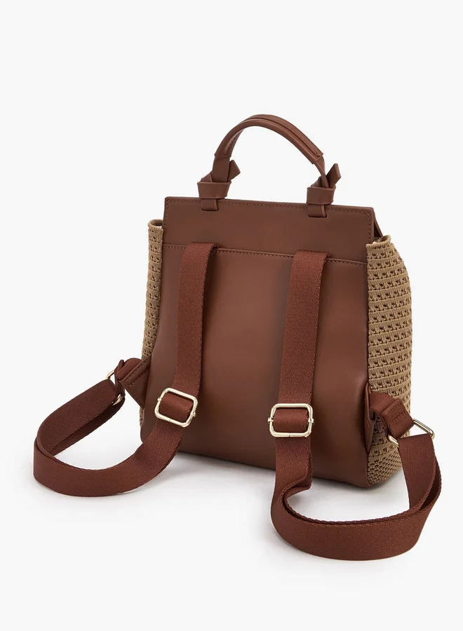 MISSY  Textured Backpack With Flap Closure  | Best Price UAE